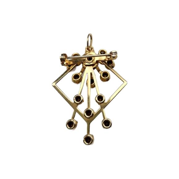 Art Deco Clear and Blue Crystal Spray Brooch, 2" Long - Picture 4 of 9